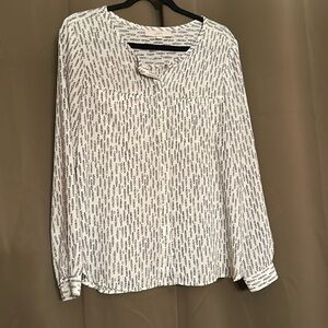 LOFT Women’s Long-Sleeve Blouse Black/Ivory - Medium